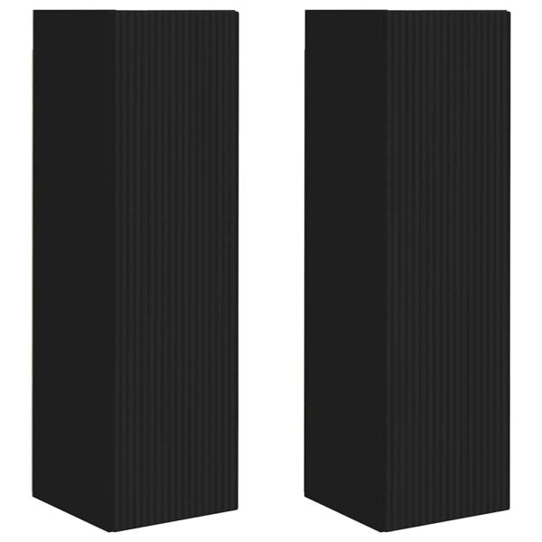 TV стенен шкаф 2 pcs Черно 30 x 31 x 100 см Инженерно дърво