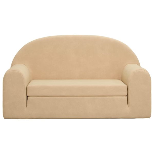 2-местен детски диван-легло кремаво мек плюш