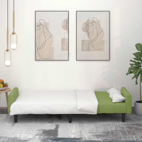 2-местно разтегателно канапе, светлозелено, кадифе