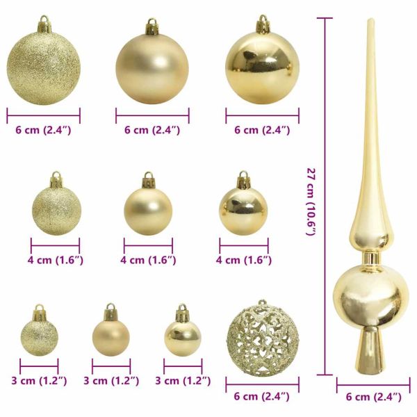 Комплект коледни топки 120 pcs Златист Пластмаса