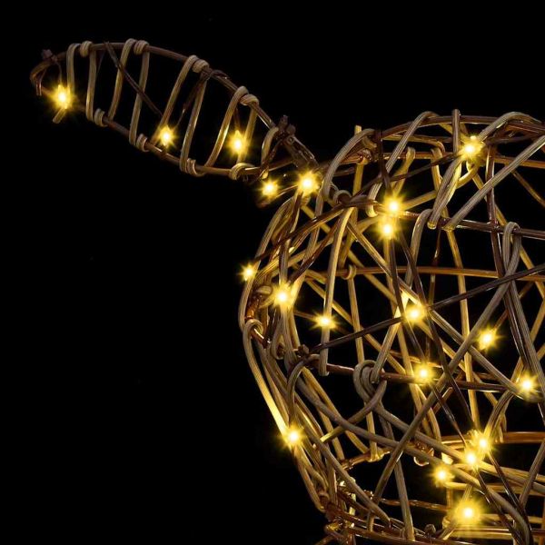 3D елен с 140 LED светодиода Топло бяло 70 x 41 x 128 см Ратан