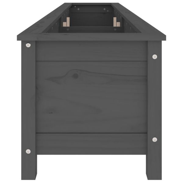 Градинско повдигнато легло, сиво, 199,5x40x39 см, бор масив