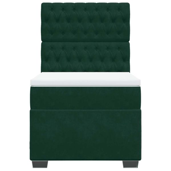 Боксспринг легло с матрак, тъмнозелено, 100x200 см, кадифе