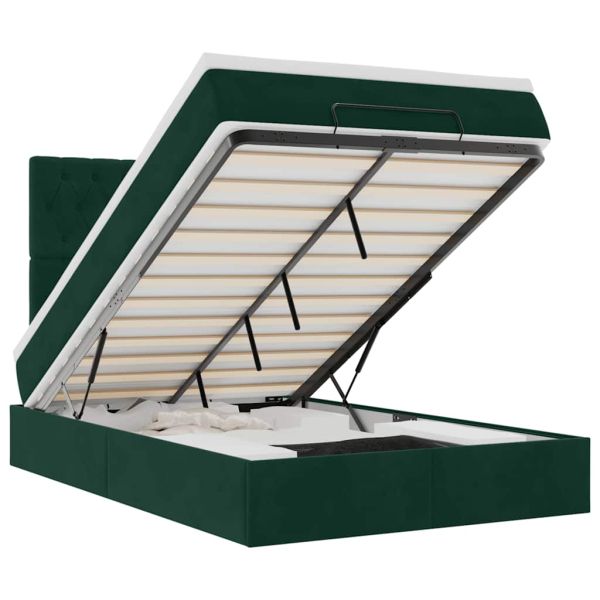 Османска легло с матраци, тъмнозелено, 120x200 см, кадифе