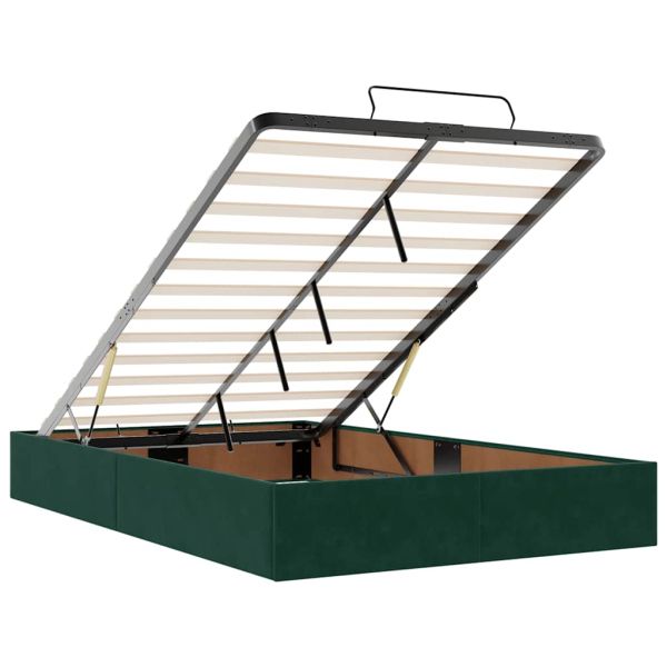 Османска легло с матраци и LED, тъмнозелено, 120x200 см, кадифе