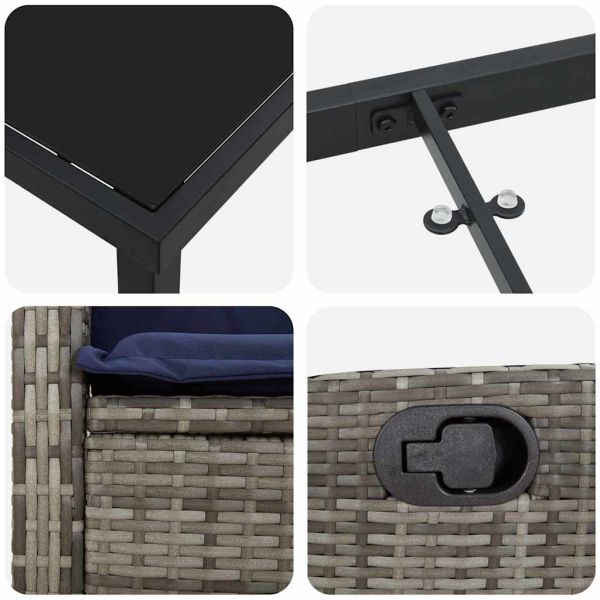 Комплект за хранене в градината 5 pcs Сив полиратан