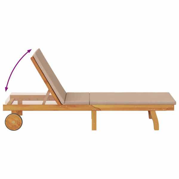 Шезлонг с възглавница Таупе Солидно акациево дърво