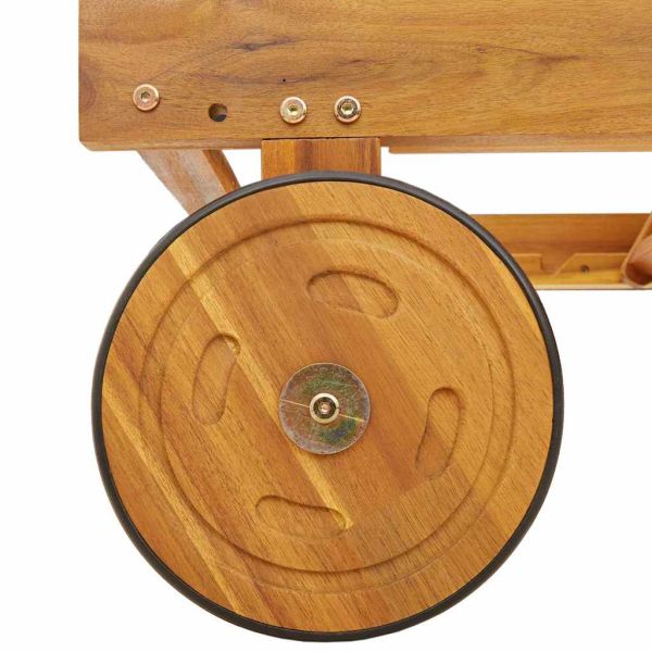 Шезлонг с възглавница Червено Солидно акациево дърво