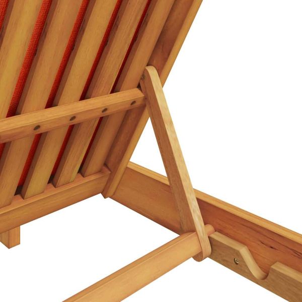 Шезлонг с възглавница Червено Солидно акациево дърво