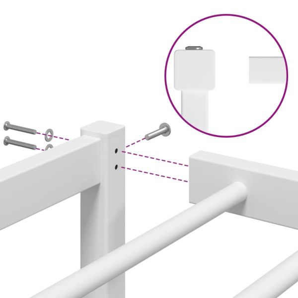 Метална рамка за легло, бяла, 200x200 см