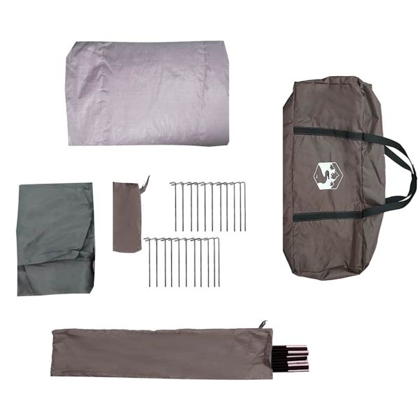 Семейна палатка, тунелна, 6-местна, кафява, водоустойчива