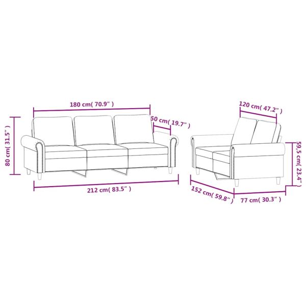 Комплект дивани от 2 части с възглавници, жълт, кадифе