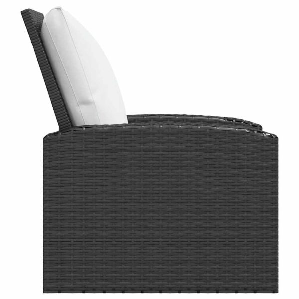 Градински накланящ се стол с възглавници черен полиратан