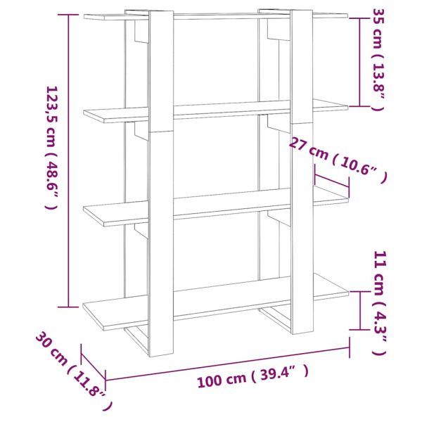 Библиотека/разделител за стая, дъб сонома, 100x30x123,5 см