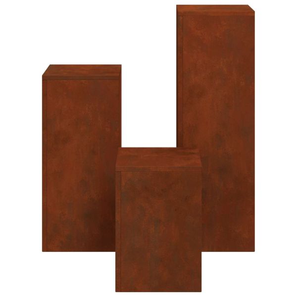 Стойка за растения 3 pcs Ръждясало Патинираща стомана