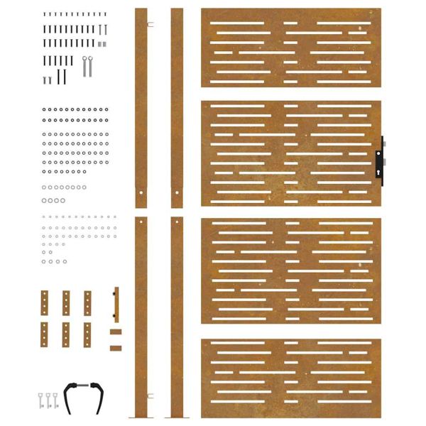 Градинска порта 100x175 см, кортенова стомана, квадратен дизайн