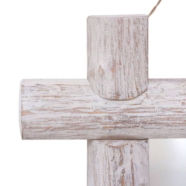 Огледало от трупи, бяло, 70x70 см, регенерирано дърво масив