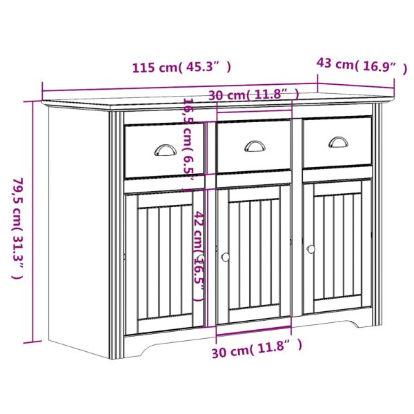 Висок шкаф BODO, бял, 115,5x43x200,5 см, бор масив