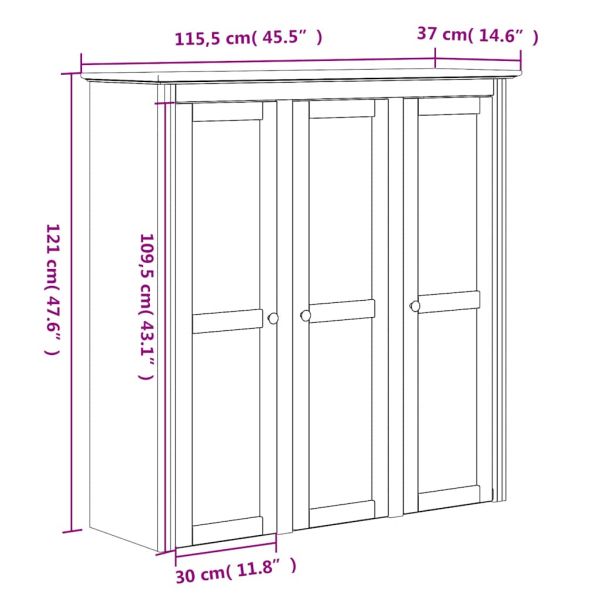 Висок шкаф BODO, бяло и кафяво, 115,5x43x200,5 см, бор масив