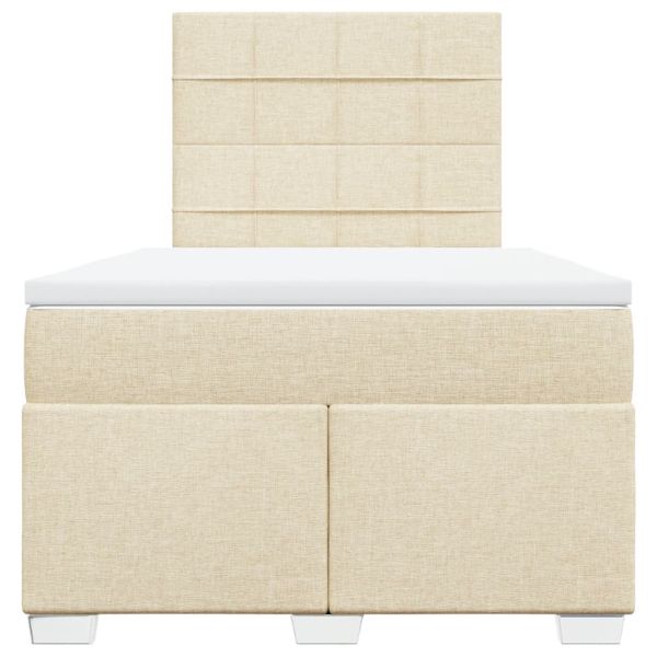 Боксспринг легло с матрак, кремаво, 120x200 см, плат