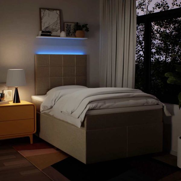 Боксспринг легло с матрак, кремаво, 120x200 см, плат