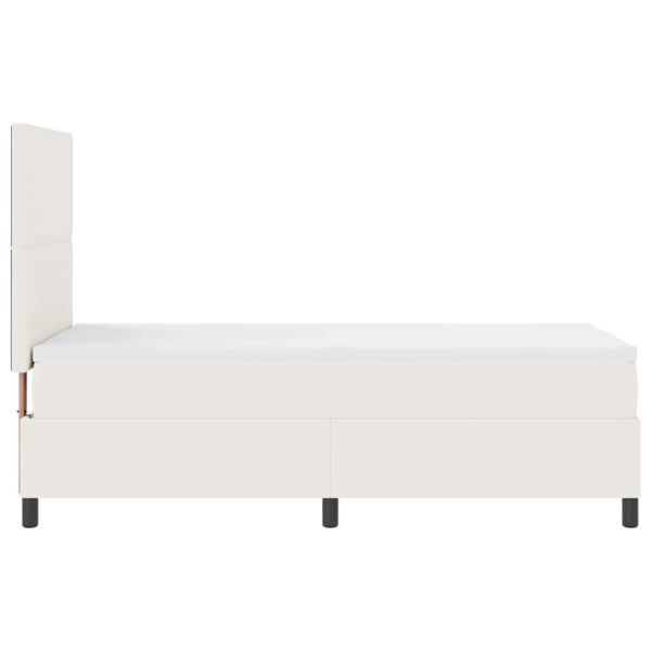 LED кутия за пружини с легло Слонова кост и бяло 90 x 200 cm