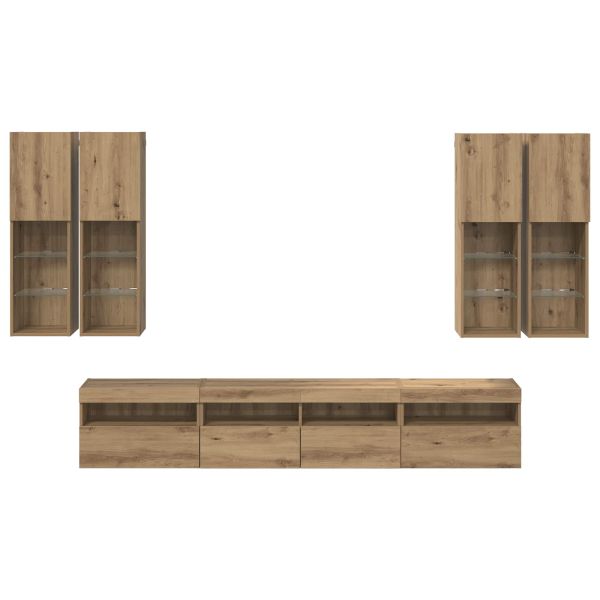 Комплект стенен телевизионен шкаф с LED светлини с LED 7 pcs