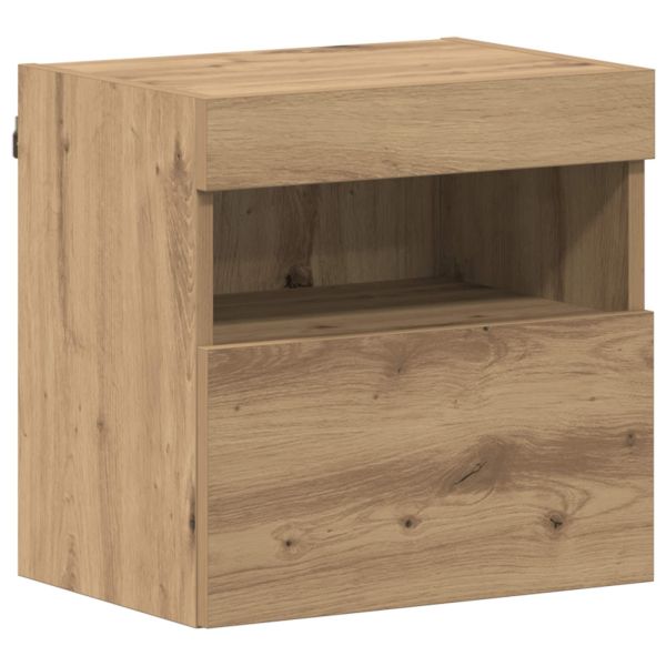 ТВ шкаф с LED Монтиране на стена 7 pcs Дъб Инженерно дърво