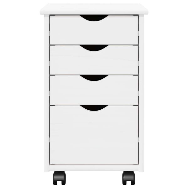 Плъзгащ кабинет с колело Бяло 34 x 39 x 56 см Солиден бор