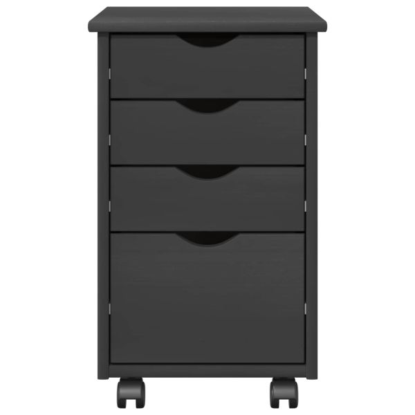 Плъзгащ кабинет с колело Сив 34 x 39 x 56 см Солиден бор