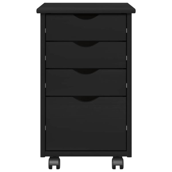 Плъзгащ кабинет с колело Черно 34 x 39 x 56 см Солиден бор