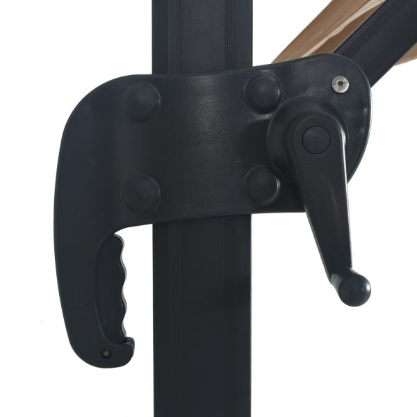 Конзолен градински чадър LED и алуминиев прът 400x300 см таупе