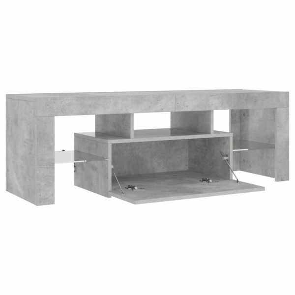 ТВ шкаф с LED осветление, бетонно сив, 120x35x40 см