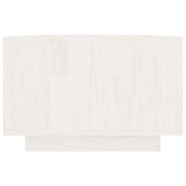 Маса за кафе, бяла, 110x50x33,5 см, борово дърво масив