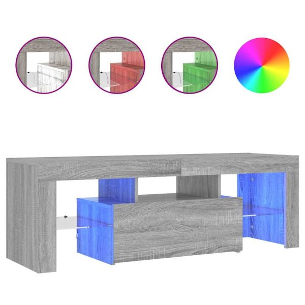 ТВ шкаф с LED осветление, сив сонома, 120x35x40 см