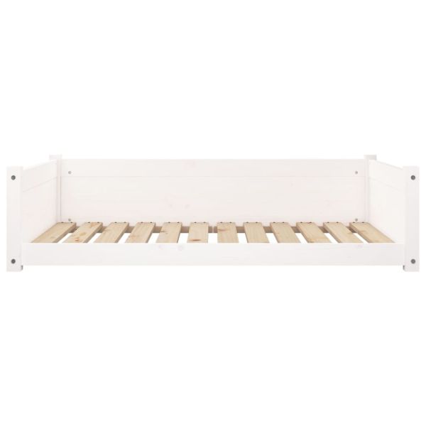 Кучешко легло, бяло, 105,5x75,5x28 см, борова дървесина масив