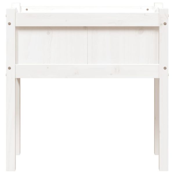 Градинска кашпа с крака, бели, 70x31x70 см, бор масив