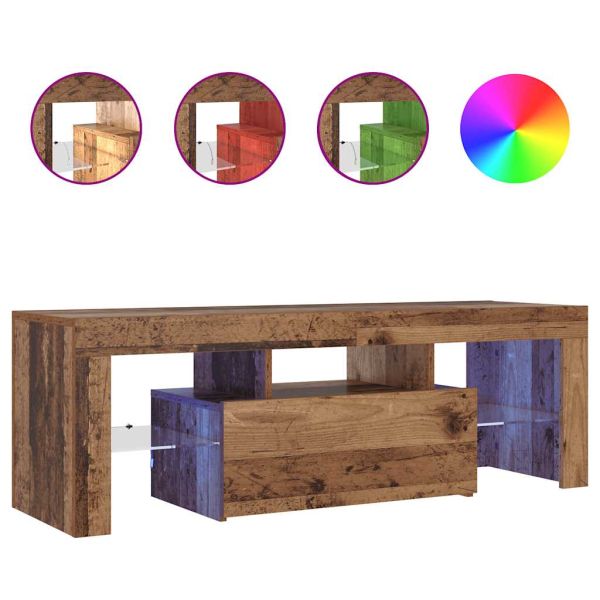 ТВ шкаф с LED осветление, 120x36,5x40 см, инженерно дърво