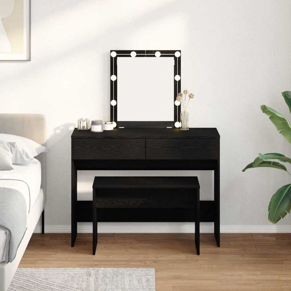 Тоалетна табуретка Черен дъб 70 x 35 x 45 см Инженерно дърво