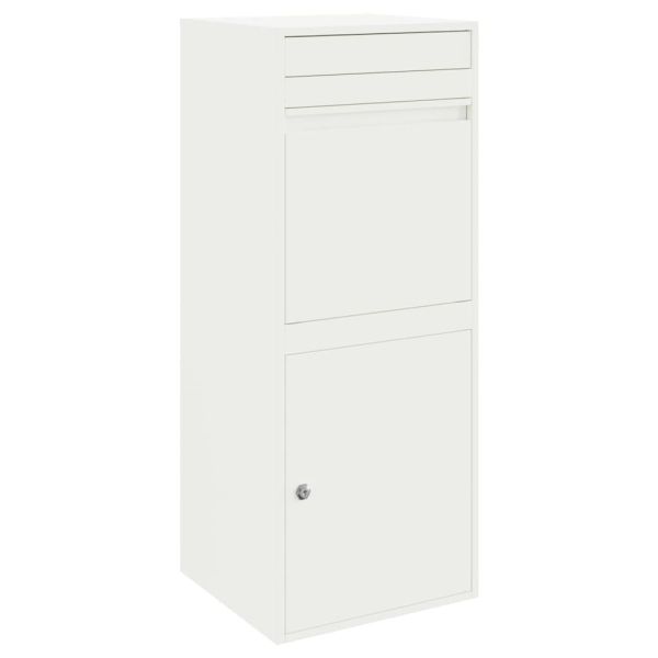 Пощенска кутия за пратки с врата Бяло 41 x 38 x 103 см Стомана