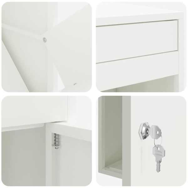 Пощенска кутия за пратки с врата Бяло 41 x 38 x 103 см Стомана