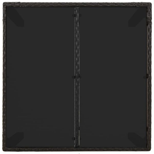 Градински комплект от 3 части с възглавници черни полиратан