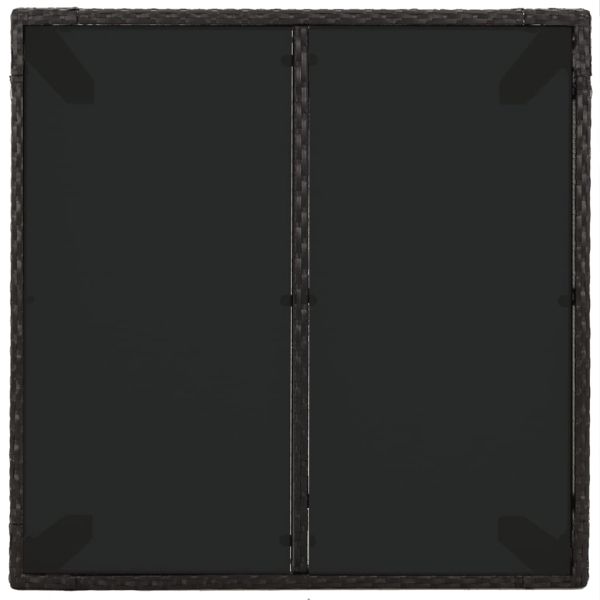 Градински комплект от 3 части с възглавници черни полиратан