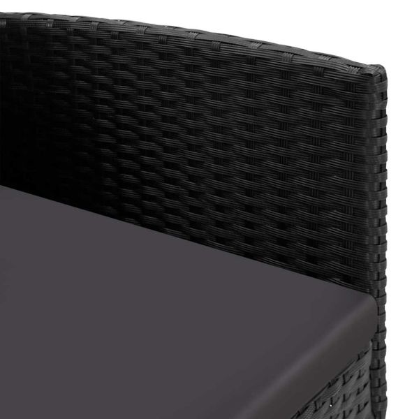 Градински столове с черни възглавници, 2 бр, черен полиратан