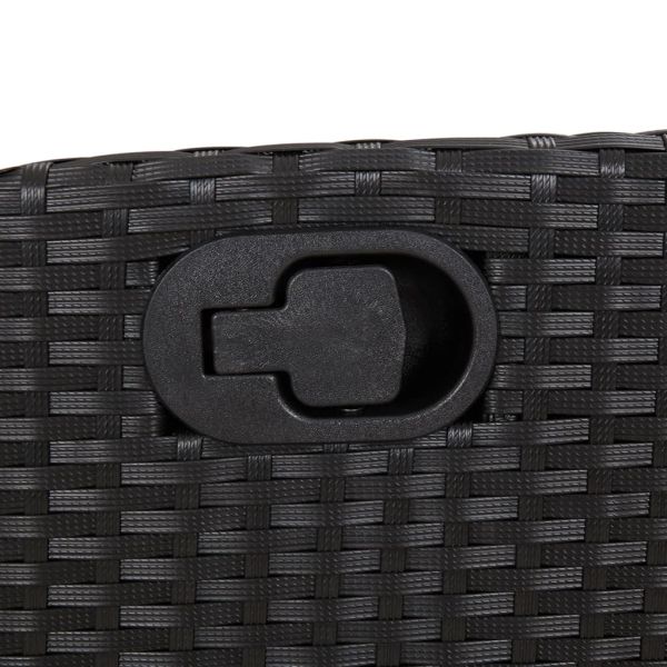 Градински комплект от 3 части с възглавници черни полиратан