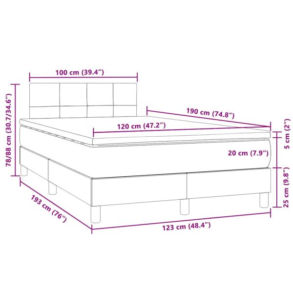 Боксспринг легло с матрак и LED, черно, 120x190 см, кадифе