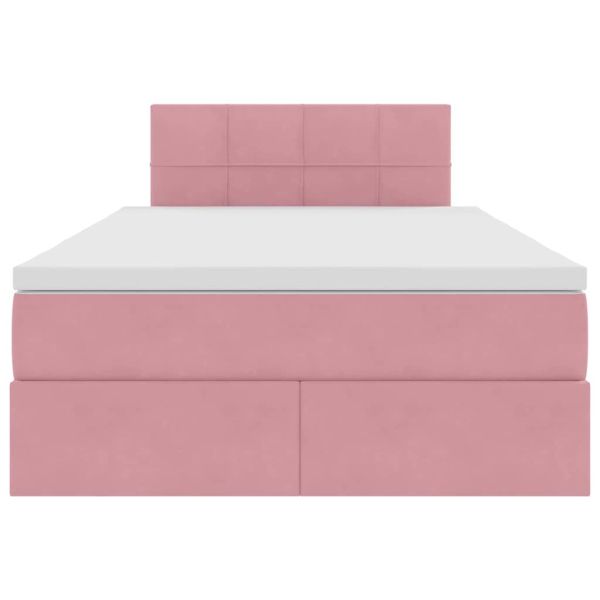 Легло с място за съхранение и LED Розово 120 x 200 cm Кадифе