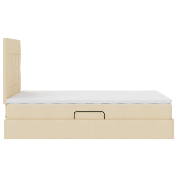 Легло с място за съхранение и LED Кремав 120 x 200 cm Полиестер