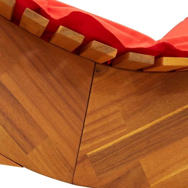 Люлеещ се шезлонг с възглавница, масивна дървесина, акация