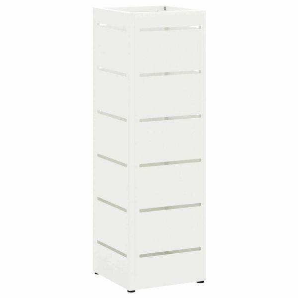 Стойка за чадър със съхранение Бяло 15,5 х 15,5 х 49 см Стомана